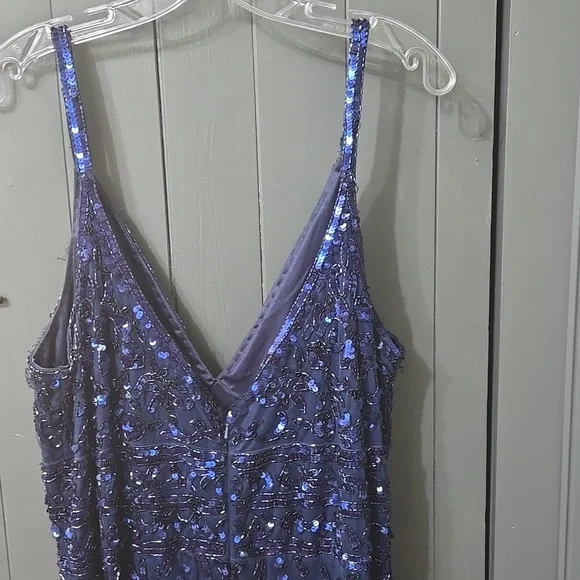 Primavera Couture Blue Sequin Prom Dress